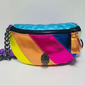 Multi color - Rainbow Metallic Small Fanny Pack - Belt Bag - EUC
